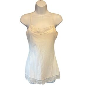 Express Y2K Coquette Lace Trim Bra Cami Layering Clean Girl Minimalist Stretch M
